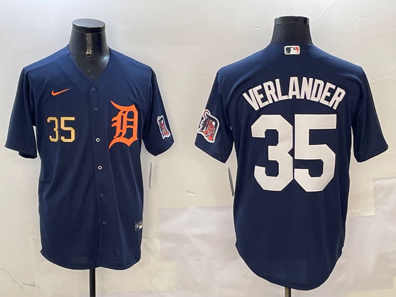 Men Detroit Tigers #35 Verlander Drak Blue Game 2025 Nike MLB Jersey style 3113
